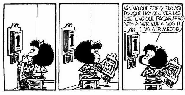 Mafalda. Viñeta sobre el cambio de calendario